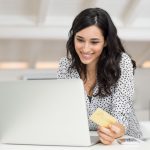 Woman paying bill online